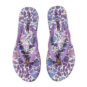 Reel Legends Women's Purple Flip Flop Flat Sandals w Starfish Charm Size 10/11